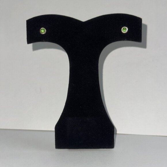 5 Mm Round Green Cz And Sterling Post Earrings - Picture 1 of 12